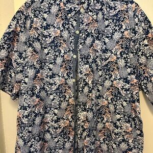 Nautica Navy and White Floral Men's Shirt